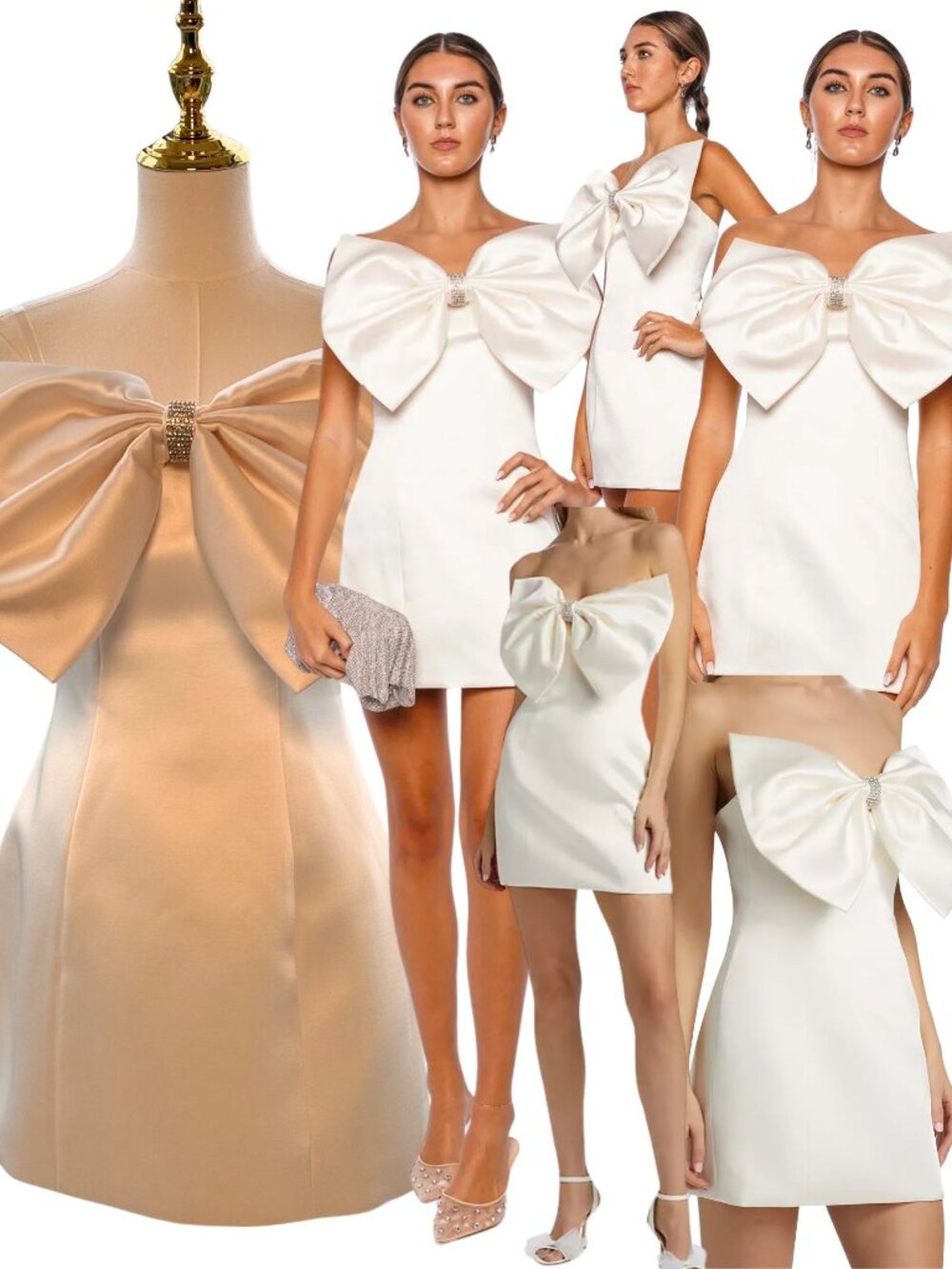 🆕 BRONX & BANCO 🧿 NWOT Evie White Strapless Bow Mini Dress, Sz XS US 2